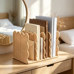 169 huangtu scalloped edge pp plastic eco friendly multifunctional magazine holder & organizer for desktops $5.30 5.80 01