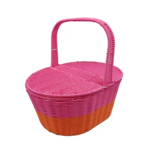 231 wholesale washable pp rattan eco friendly handmade picnic basket splicing color oval woven shopping bas $5.80 6.20 01
