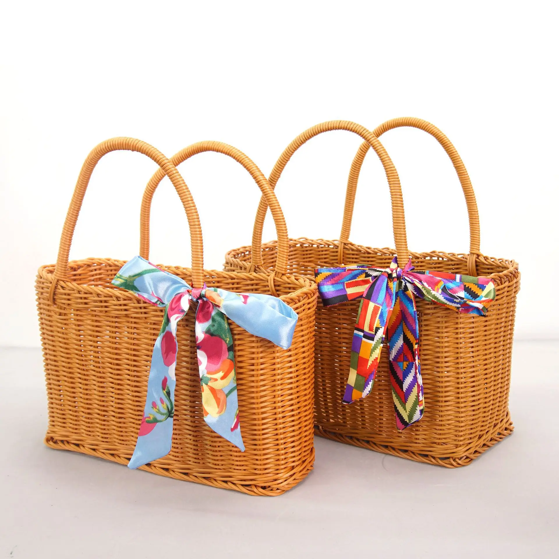 232 wholesale handmade eco friendly vintage washable pp rattan shopping basket handles woven wicker grocery $3.80 4.30 05