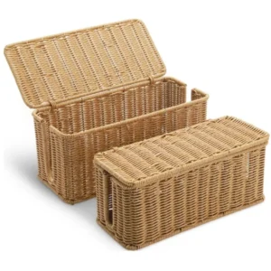 264 wholesale nordic rattan cable management box for desk cord organizer woven wicker power strip hider wit $3.60 4.50 02