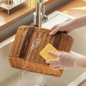 295 wholesale washable pp rattan shopping basket with handle food safe wicker vegetable fruit bin for supermar $6 6.50 01