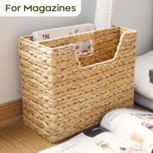 338 natural handmade water hyacinth organizer separate file & book storage basket for home office and desk neate $5 6 01