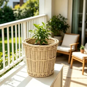 524 new nordic style round handwoven pe flower basket for floor garden office & home daily storage durable $3.40 4.50 01